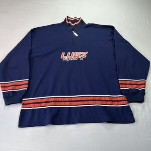 VTG Lugz Sport Pullover Mens 2XL Blue Red 1/4 Zip Sweatshirt Hip Hop Streetwear